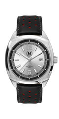 Silver Dial Driver, Black And Red Strap