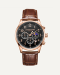 Hand Assembled Anthony James Limited Edition Moonphase Chronograph Rose Black