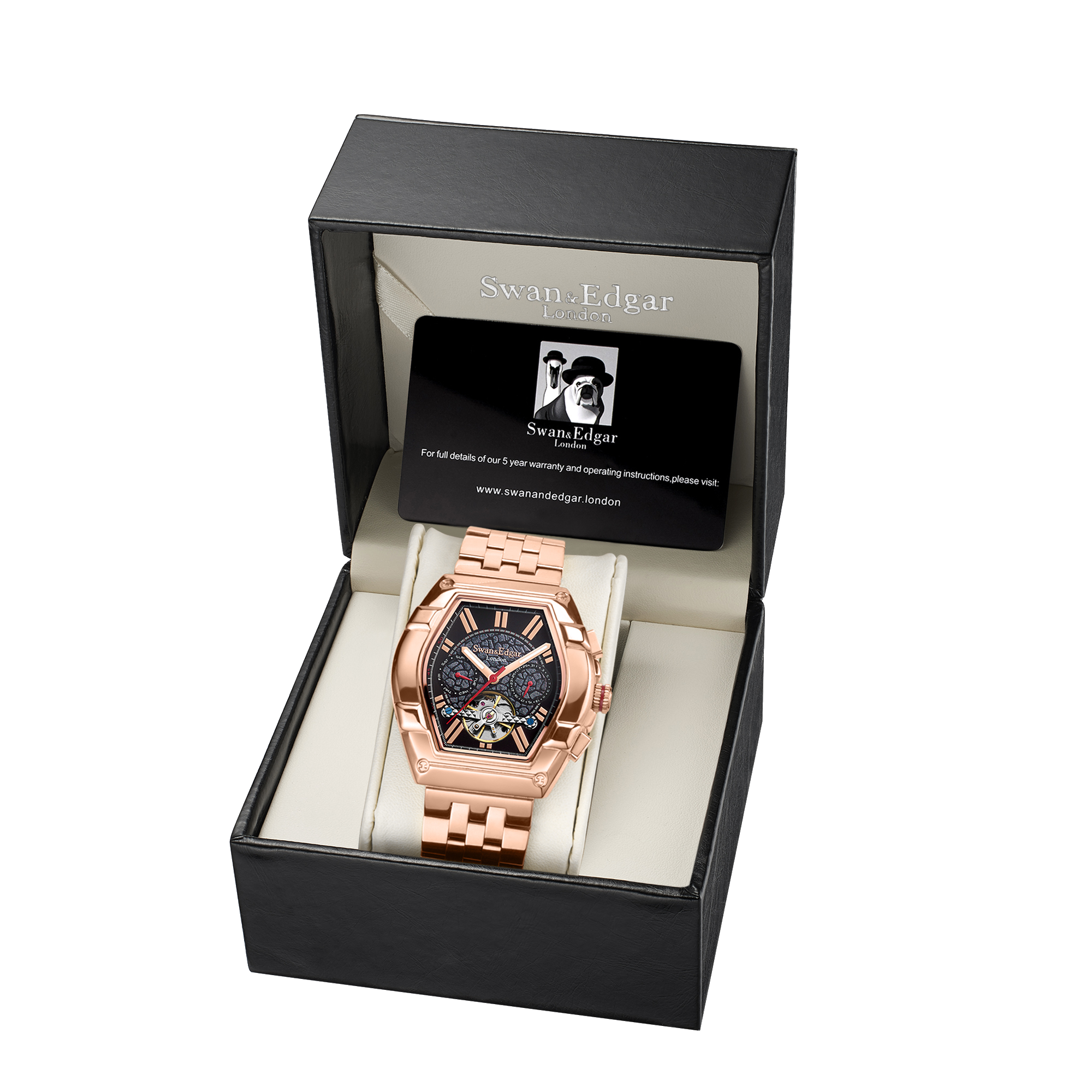 Limited Edition Swan & Edgar Hand Assembled Knight Exhibition Automatic Rose Black