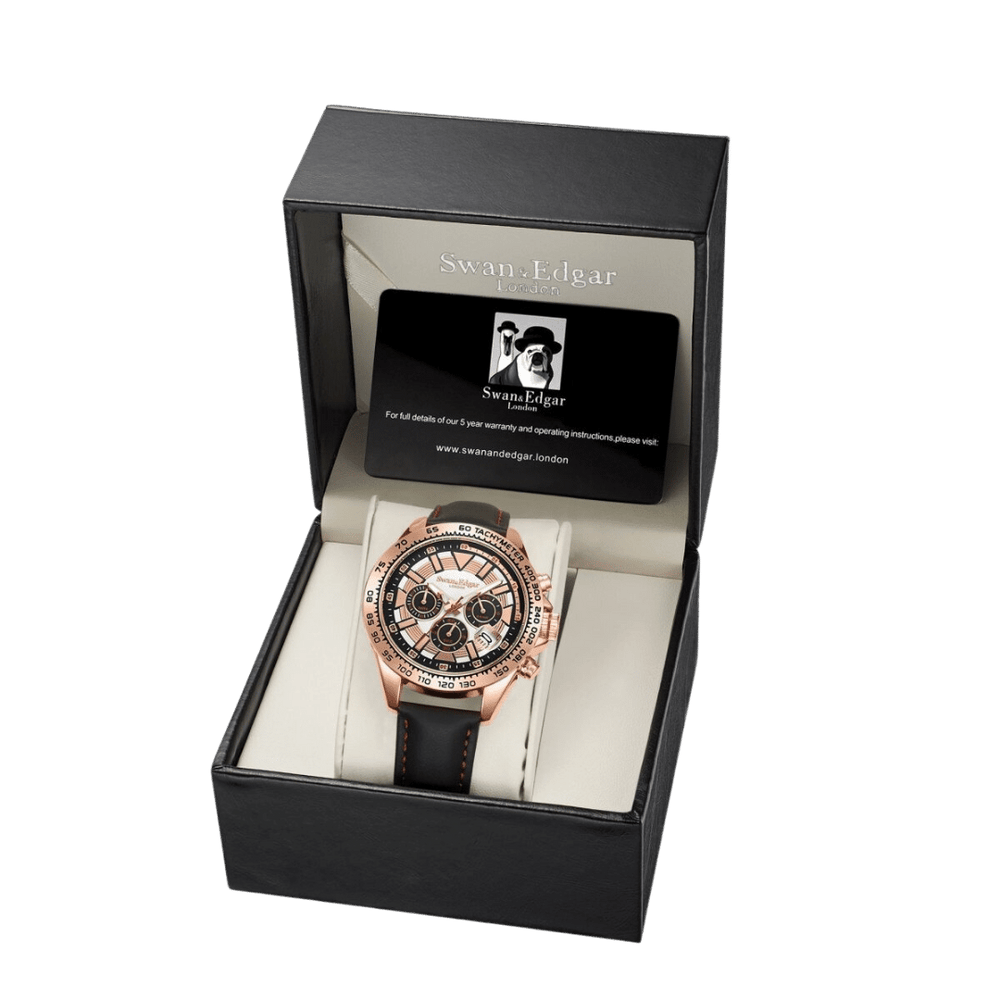 Limited Edition Swan & Edgar Hand Assembled Speed Tracker Mechanical Quartz Rose White