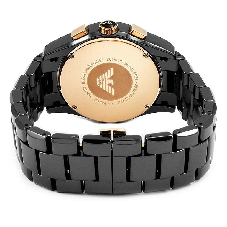 Emporio Armani AR1410 Valente Ceramic Men's Black & Rose Gold Watch