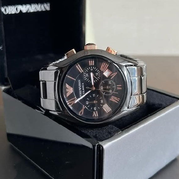 Emporio Armani AR1410 Valente Ceramic Men's Black & Rose Gold Watch
