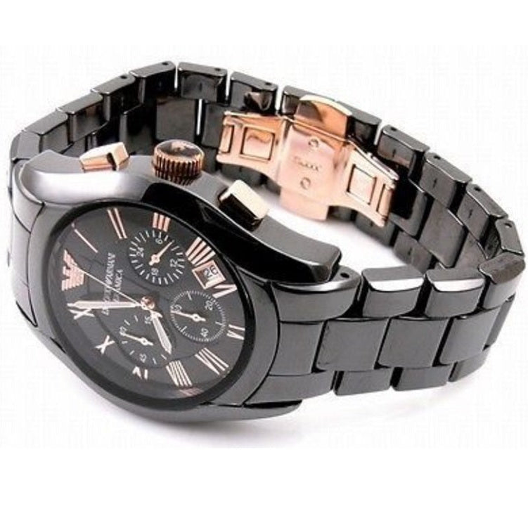 Emporio Armani AR1410 Valente Ceramic Men's Black & Rose Gold Watch